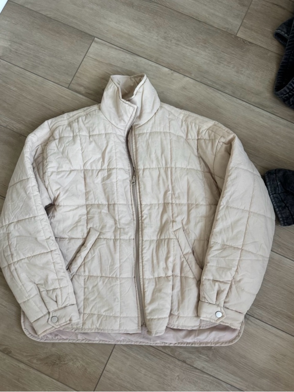 Free People Look Alike Cream Quilted Puffer Jacket